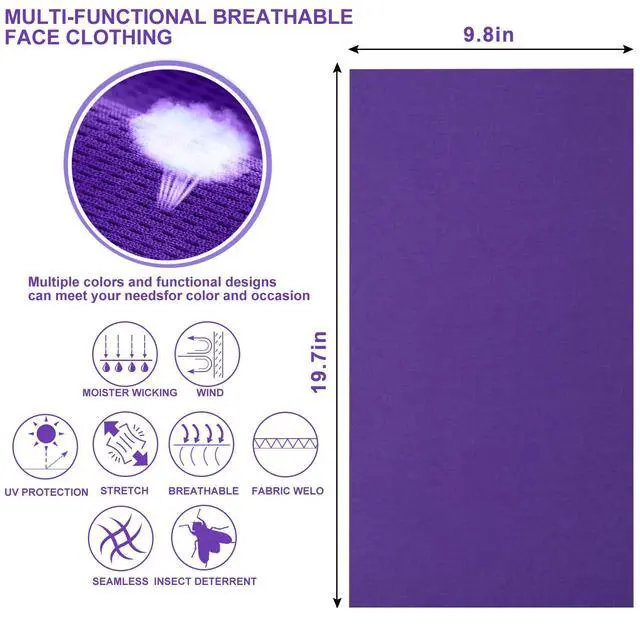 Alt view image 2 of 7 - 3 Pcs Neck Gaiter UV Protection Windproof Face Cover,Purple