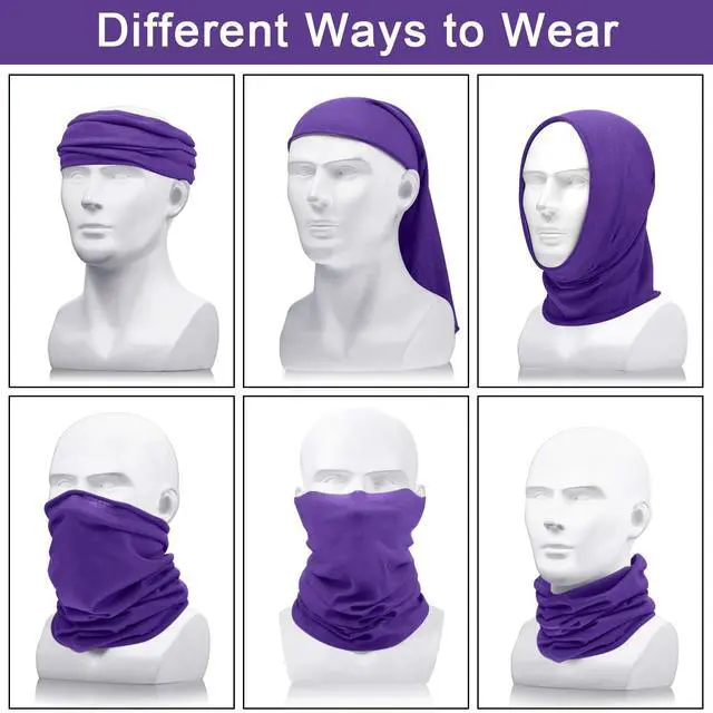 Alt view image 3 of 7 - 3 Pcs Neck Gaiter UV Protection Windproof Face Cover,Purple