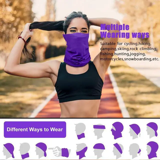Alt view image 5 of 7 - 3 Pcs Neck Gaiter UV Protection Windproof Face Cover,Purple