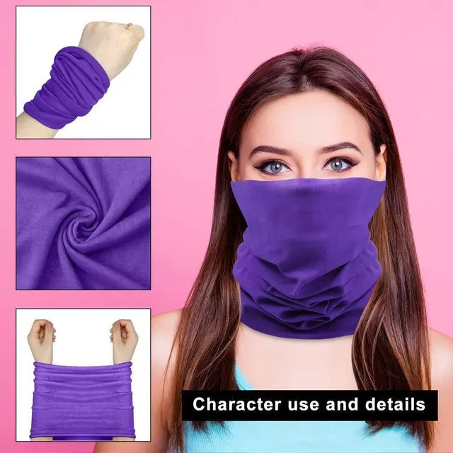 Alt view image 4 of 7 - 3 Pcs Neck Gaiter UV Protection Windproof Face Cover,Purple