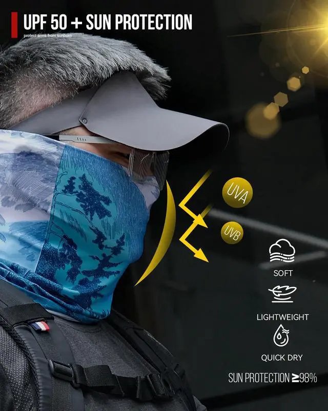 Alt view image 2 of 7 - Cooling Neck Gaiter, Motorcycle Face Mask for Men & Women, UPF 50+