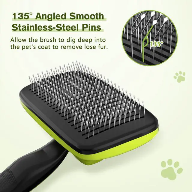 Alt view image 4 of 7 - Skin Friendly Self-Cleaning Slicker Brush for Dog & Cat Shedding