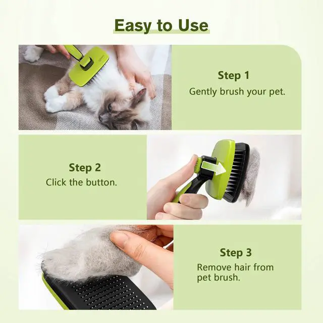Alt view image 6 of 7 - Skin Friendly Self-Cleaning Slicker Brush for Dog & Cat Shedding