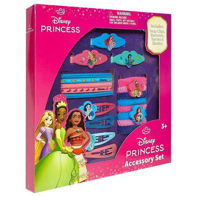 Alt view image 2 of 6 - Disney Girls' Hair Accessories Set - 20 Pack Featuring Disney Princesses - Includes 3 Barrettes, 4 Snap Clips, 5 Elastics, 8 Terry Ponies - Everyday Wear, Special Occasions, Ages 3+