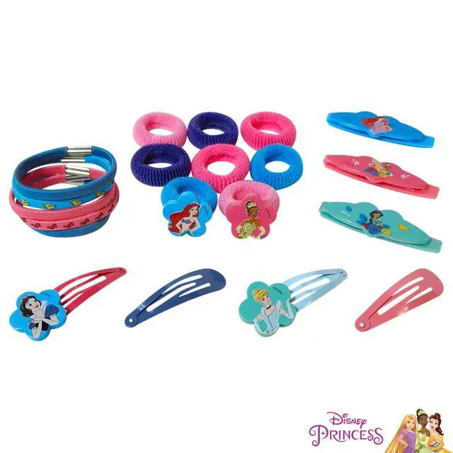 Alt view image 5 of 6 - Disney Girls' Hair Accessories Set - 20 Pack Featuring Disney Princesses - Includes 3 Barrettes, 4 Snap Clips, 5 Elastics, 8 Terry Ponies - Everyday Wear, Special Occasions, Ages 3+