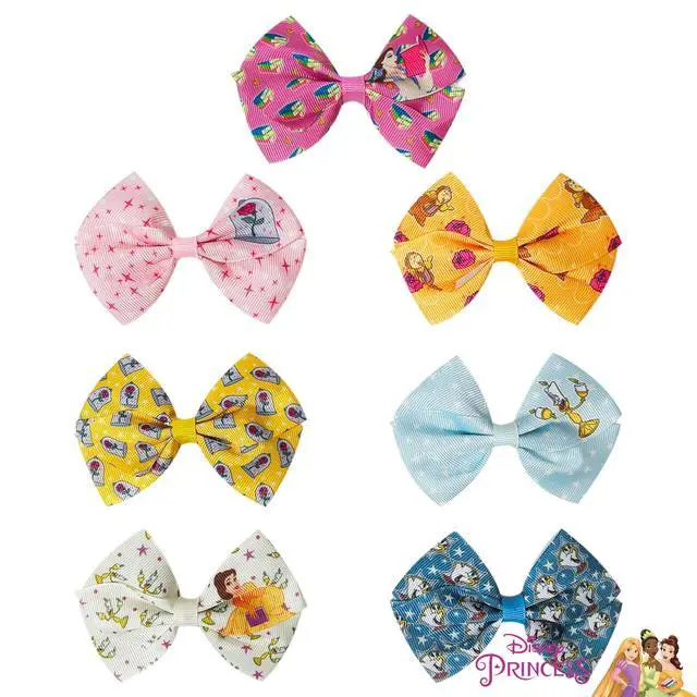 Alt view image 2 of 7 - Disney Princess Belle Alligator Hair Clips for Kids 7-Pack Non-Slip 4-Inch Hair Bows Girls Hair Accessories with Royal Character Prints Ages 3+ Non-Toxic Material