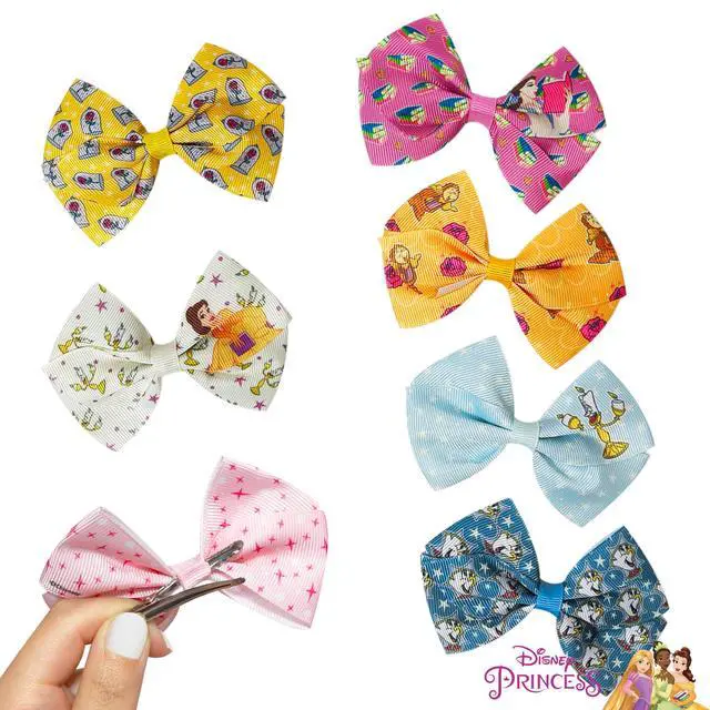 Alt view image 5 of 7 - Disney Princess Belle Alligator Hair Clips for Kids 7-Pack Non-Slip 4-Inch Hair Bows Girls Hair Accessories with Royal Character Prints Ages 3+ Non-Toxic Material