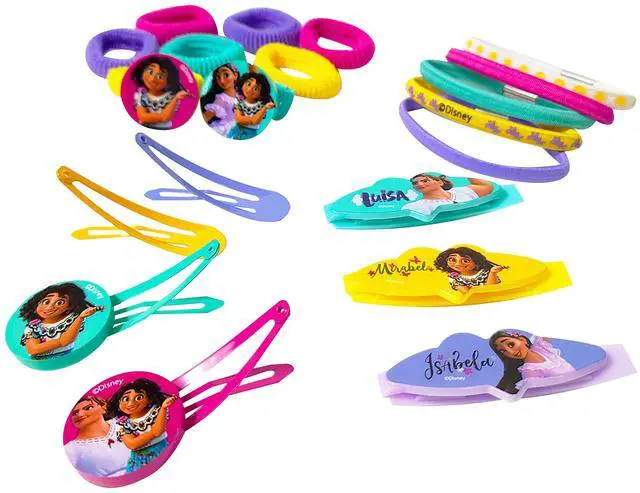 Alt view image 2 of 7 - Encanto Girls 20 Piece Accessory Set with 3 Barrettes, 4 Snap Hair Clips, 5 Elastics and 8 Terry Ponies - Ages 3+