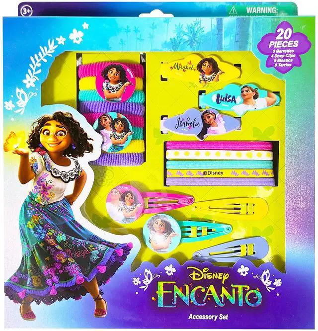Main image of Encanto Girls 20 Piece Accessory Set with 3 Barrettes, 4 Snap Hair Clips, 5 Elastics and 8 Terry Ponies - Ages 3+