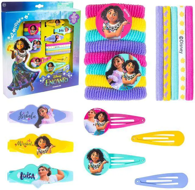 Alt view image 6 of 7 - Encanto Girls 20 Piece Accessory Set with 3 Barrettes, 4 Snap Hair Clips, 5 Elastics and 8 Terry Ponies - Ages 3+