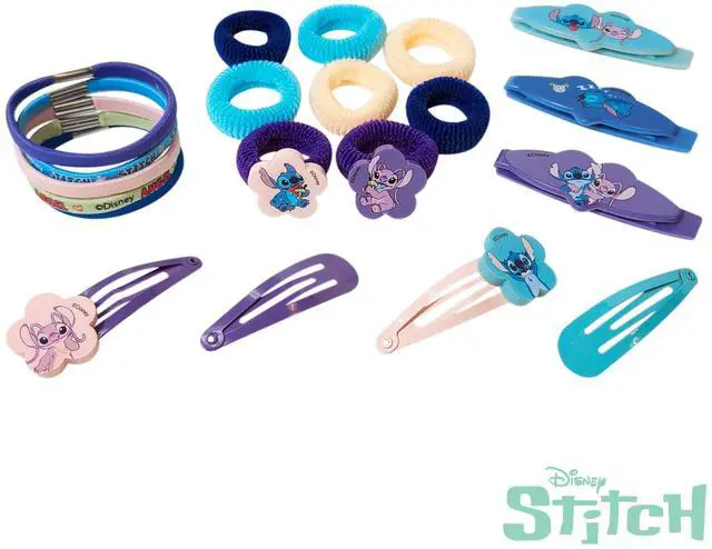 Alt view image 5 of 6 - Disney Lilo & Stitch Girls' Hair Accessories Set - 20 Pack Stitch - Includes 3 Barrettes, 4 Snap Clips, 5 Elastics, 8 Terry Ponies - Everyday Wear, Special Occasions, Ages 3+