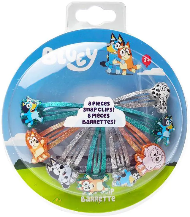 Main image of Bluey Hair Clips for Girls Snap Clips 8 Pack Multi Color Ages 3+