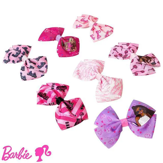 Alt view image 2 of 7 - Barbie Kids Bows - Hair Accessories Gift Set - Princess Hair Bows - 7 Pcs 4 Inch Bundle - Hair Bows for Girls - Barbie Hair clip - Alligator Clip - Ages 3 +