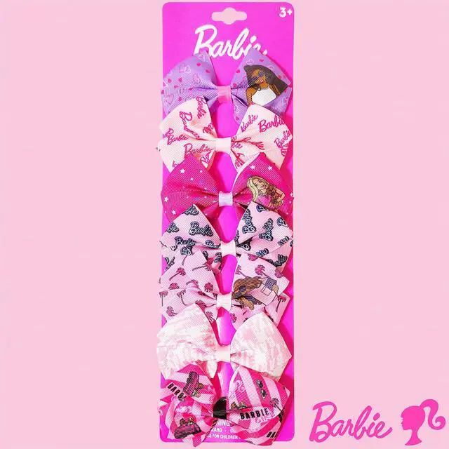 Alt view image 7 of 7 - Barbie Kids Bows - Hair Accessories Gift Set - Princess Hair Bows - 7 Pcs 4 Inch Bundle - Hair Bows for Girls - Barbie Hair clip - Alligator Clip - Ages 3 +