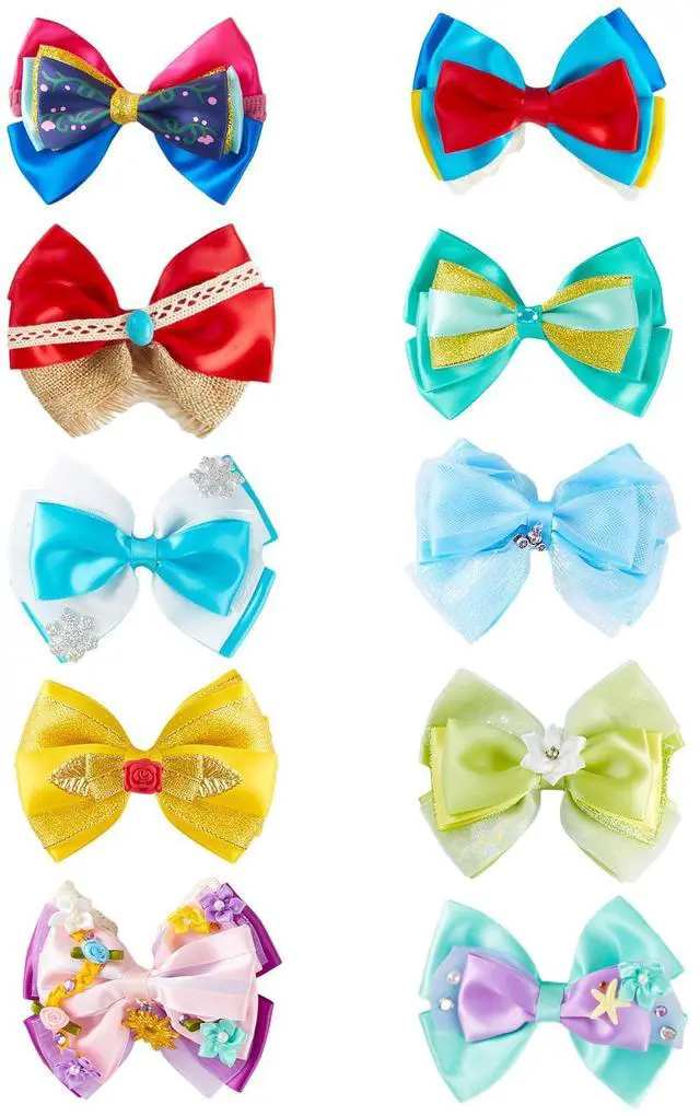 Main image of 10pcs Princess Hair Bow Clips 4 Inch Women Girls Hair Accessories Party Gift Set