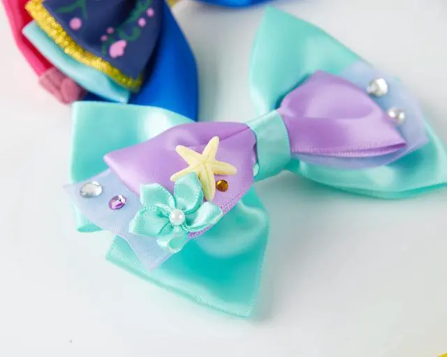 Alt view image 4 of 7 - 10pcs Princess Hair Bow Clips 4 Inch Women Girls Hair Accessories Party Gift Set