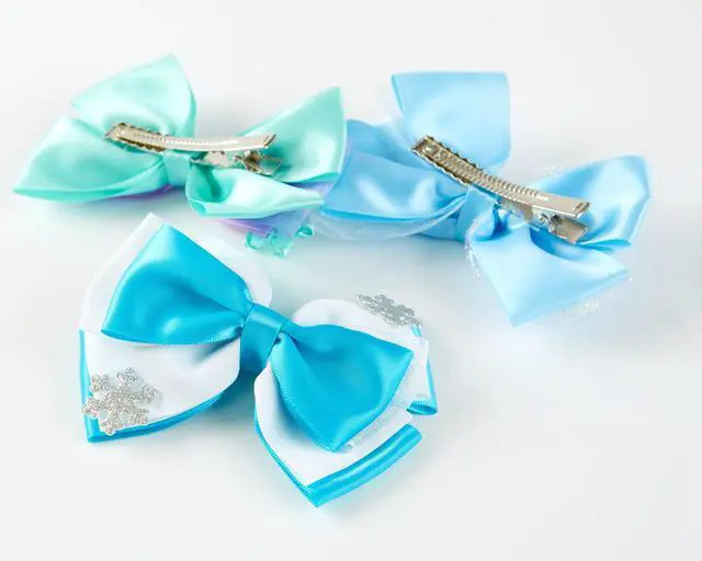 Alt view image 6 of 7 - 10pcs Princess Hair Bow Clips 4 Inch Women Girls Hair Accessories Party Gift Set