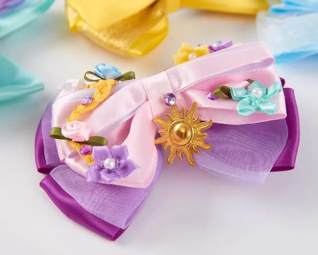 Alt view image 5 of 7 - 10pcs Princess Hair Bow Clips 4 Inch Women Girls Hair Accessories Party Gift Set