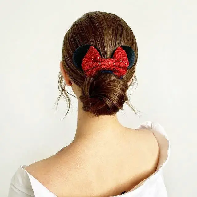 Alt view image 3 of 6 - 6 Pack Mouse Ears Scrunchies Sequin Mouse Bows Ponytail Holders for Girls