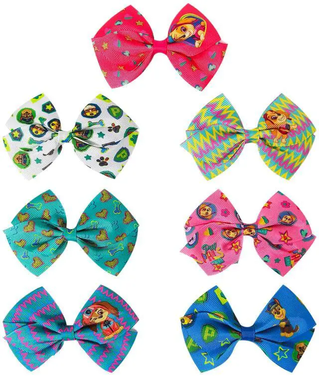 Alt view image 2 of 7 - Paw Patrol Alligator Hair Clips for Kids 7-Pack Non-Slip 4-Inch Hair Bows Girls Hair Accessories with Rescue Pup Prints Ages 3+ Non-Toxic Material