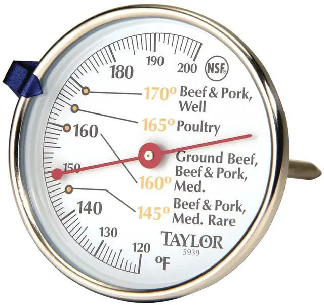 Main image of Leave-in Meat Oven Safe Compact Analog Dial Meat Food Grill BBQ Kitchen Cooking Thermometer, 3 inch dial, Stainless Steel