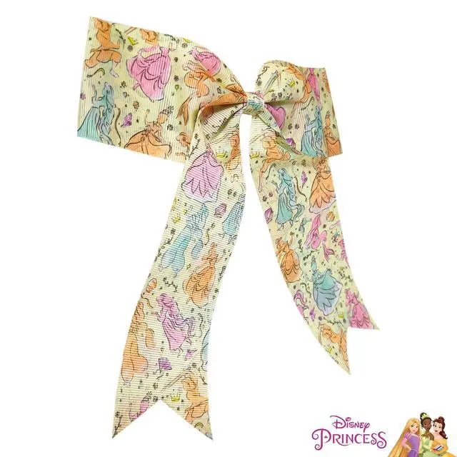 Alt view image 3 of 5 - Disney Princesses Hair Bows For Girls - One Large Printed Hair Bow Featuring your Disney Favorite Characters - Alligator Clip - Large Bows for Daily Styling or Special Occasions, Ages 3+