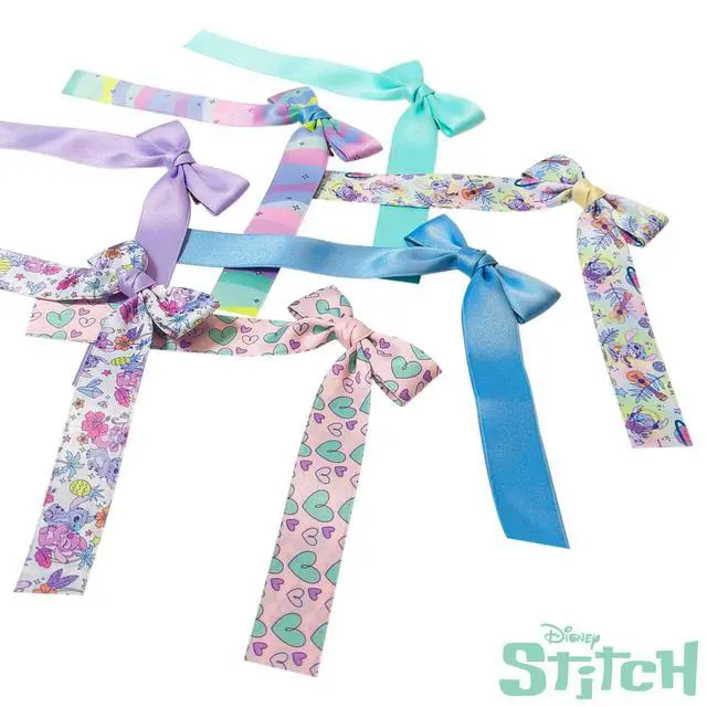 Alt view image 7 of 7 - Disney Lilo & Stitch Printed Long Tail Hair Bow Set for Girls - Printed Bows with Alligator Clips - Cute Hair Accessories for Kids Ages 3+