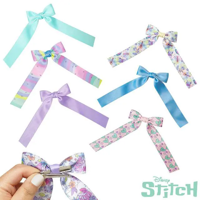Alt view image 6 of 7 - Disney Lilo & Stitch Printed Long Tail Hair Bow Set for Girls - Printed Bows with Alligator Clips - Cute Hair Accessories for Kids Ages 3+