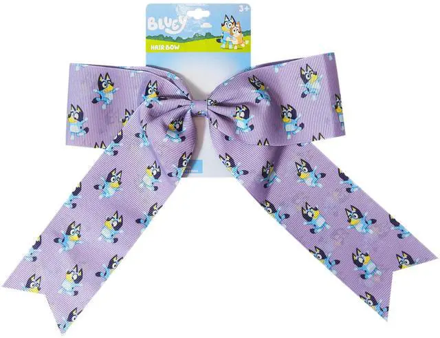 Main image of Bluey Hair Bows For Girls - One Large Printed Hair Bow Featuring your Favorite Bluey Characters - Alligator Clip - Large Bows for Daily Styling or Special Occasions, Ages 3+