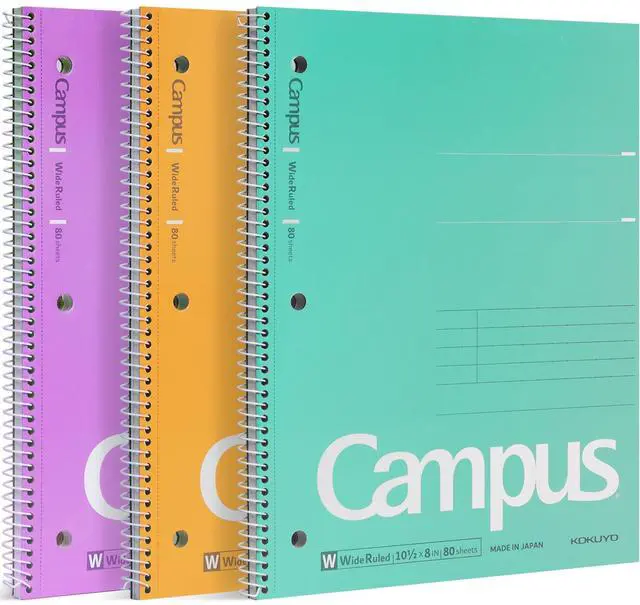 Main image of Spiral Notebooks, 3 Pack 10-1/2" x 8" Lined Notebooks Wide Ruled