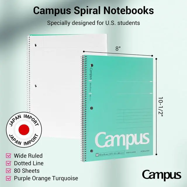 Alt view image 2 of 7 - Spiral Notebooks, 3 Pack 10-1/2" x 8" Lined Notebooks Wide Ruled