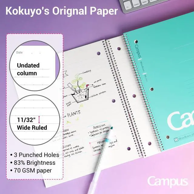 Alt view image 3 of 7 - Spiral Notebooks, 3 Pack 10-1/2" x 8" Lined Notebooks Wide Ruled