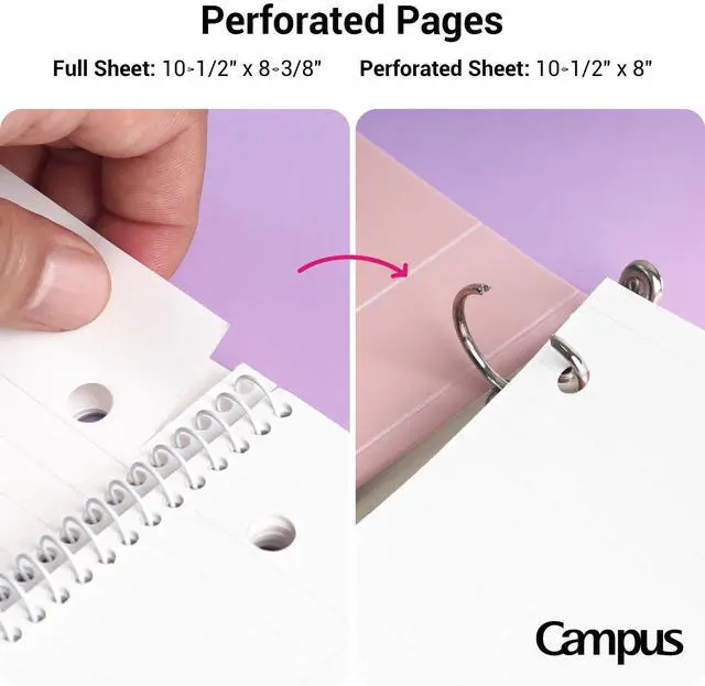 Alt view image 4 of 7 - Spiral Notebooks, 3 Pack 10-1/2" x 8" Lined Notebooks Wide Ruled