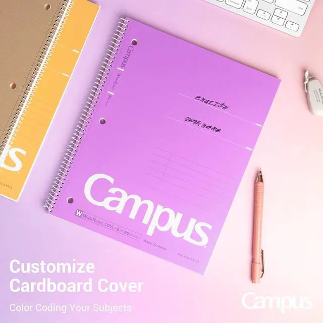 Alt view image 5 of 7 - Spiral Notebooks, 3 Pack 10-1/2" x 8" Lined Notebooks Wide Ruled