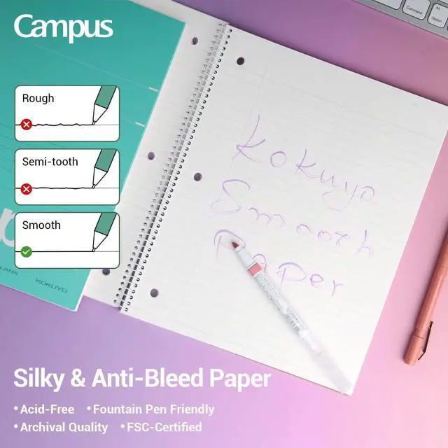 Alt view image 6 of 7 - Spiral Notebooks, 3 Pack 10-1/2" x 8" Lined Notebooks Wide Ruled