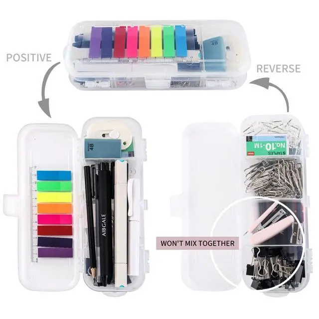 Alt view image 3 of 6 - 123 Pcs Office Supplies Kit with Desk Organizers, Office Stationery Set, Mini Office Supply Kit Includes Stapler, Paper Clips, Push Pins, Highlighters for Desktop Accessories Set, School Supplies