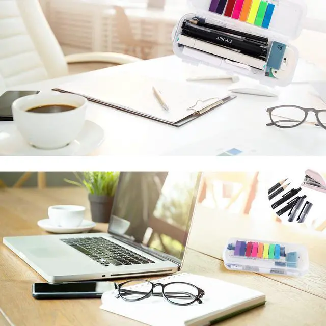 Alt view image 5 of 6 - 123 Pcs Office Supplies Kit with Desk Organizers, Office Stationery Set, Mini Office Supply Kit Includes Stapler, Paper Clips, Push Pins, Highlighters for Desktop Accessories Set, School Supplies