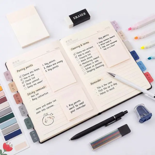 Alt view image 7 of 7 - College Stationery Set with Large Pencil Case Black Retractable Gel Pens Highlighters Mechanical Pencils Pens Sticky Notes Index Tab Set for Men Office Journaling Back to School Supplies