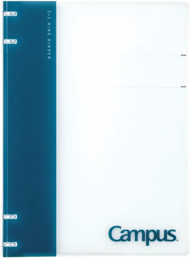 Main image of Campus Refillable Notebook, B5 2x2 Slim Ring Binder Notebook with Customizable Title Page, 40 Sheets Capacity. Suitable for 26 Holes Loose Leaf Paper, Navy (RU-NP704DB)