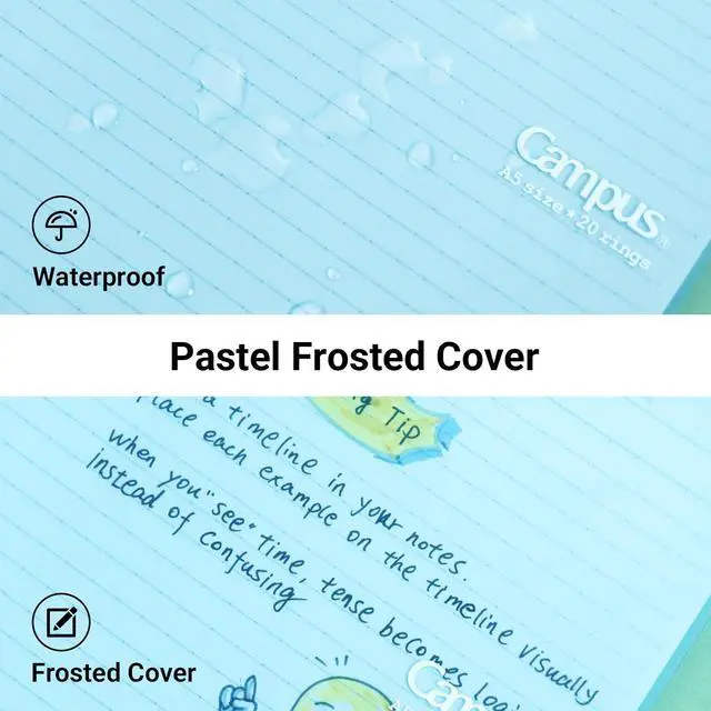 Alt view image 3 of 7 - Campus Smart Ring Binders 5 Pack, A5 Binder Notebooks in 5 Colors, Up to 25 Sheets 20 Holes Slim Binder Folder and 200 Campus Sarasara Loose-leaf Paper for Work, Study and Journal