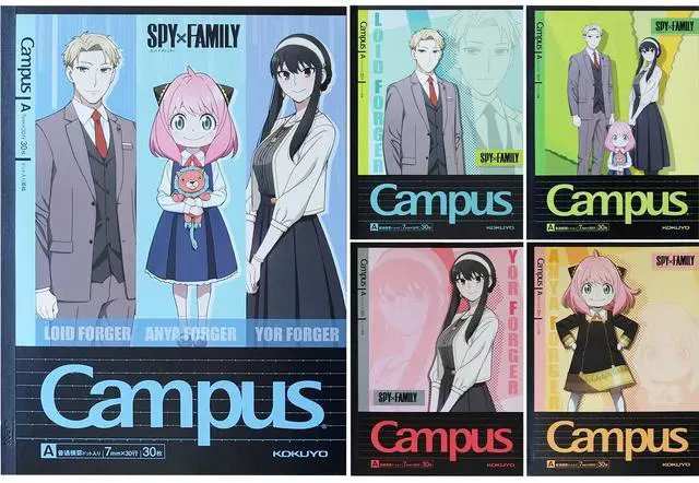 Main image of Composition Notebooks, 5 Pack Campus Semi-B5 Comp Book with Dot A 7mm Ruled, 30 Sheets, School Lined Notebook Spy x Family Limited Edition, Journal Notebook for Women Work Study Note Taking
