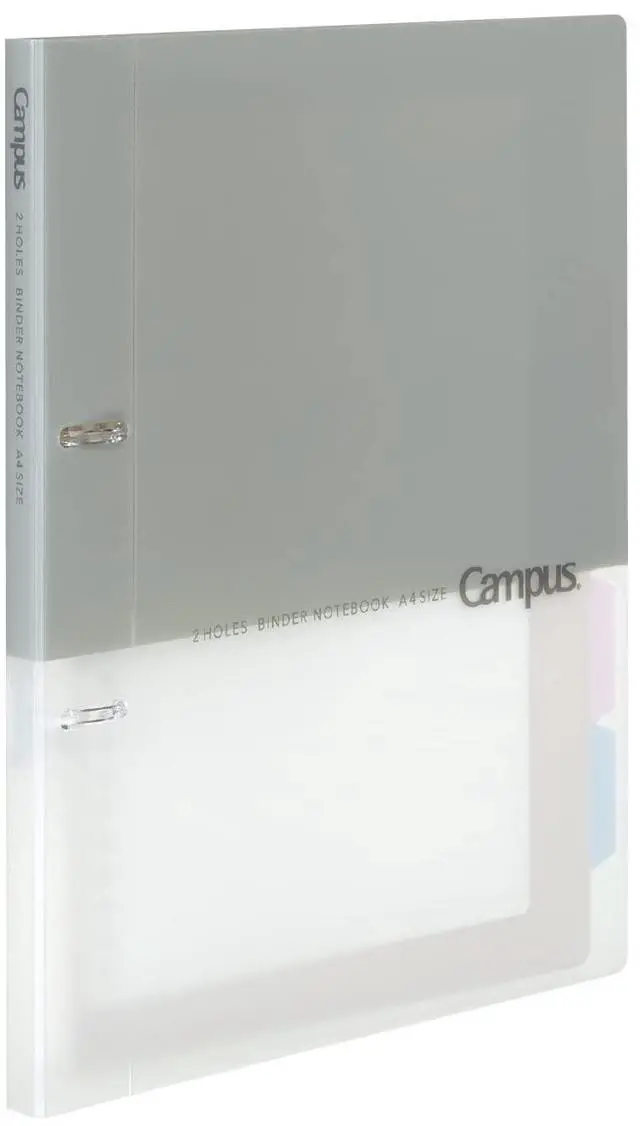 Main image of Campus 2-Ring Loose Leaf Binder, A4, 2 Holes, Up to 100 Sheets, Gray, Japan Import (RU-PP158M)