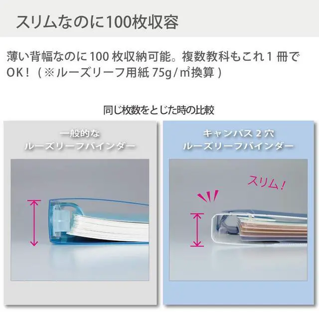 Alt view image 6 of 7 - Campus 2-Ring Loose Leaf Binder, A4, 2 Holes, Up to 100 Sheets, Gray, Japan Import (RU-PP158M)