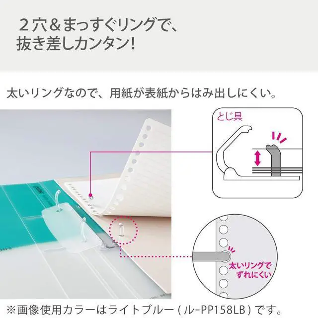Alt view image 4 of 7 - Campus 2-Ring Loose Leaf Binder, A4, 2 Holes, Up to 100 Sheets, Gray, Japan Import (RU-PP158M)