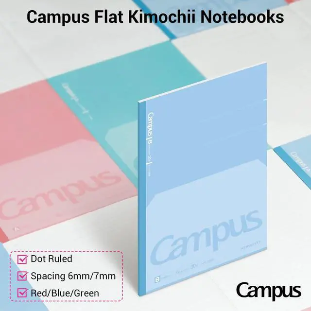 Alt view image 2 of 7 - Composition Notebooks, 7" x 10" Kimochii Dot Lined Notebook, 30 Sheets College Ruled, 3 Pack B5 Notebook for School, School Supplies Comp Book for Note Taking, Green Pink Blue
