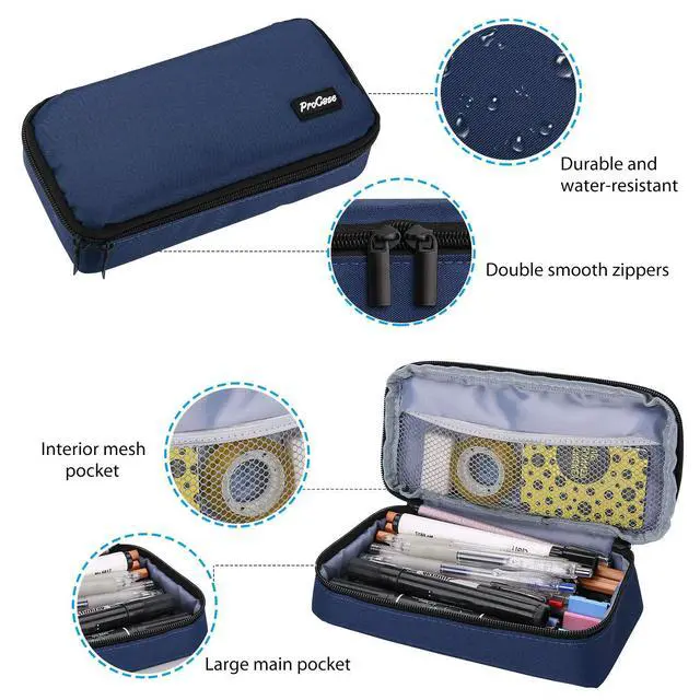 Alt view image 4 of 7 - Pencil Case Pen Bag for School Students Boys and Girls -Navy