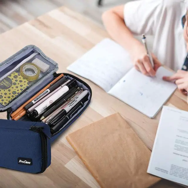 Alt view image 5 of 7 - Pencil Case Pen Bag for School Students Boys and Girls -Navy