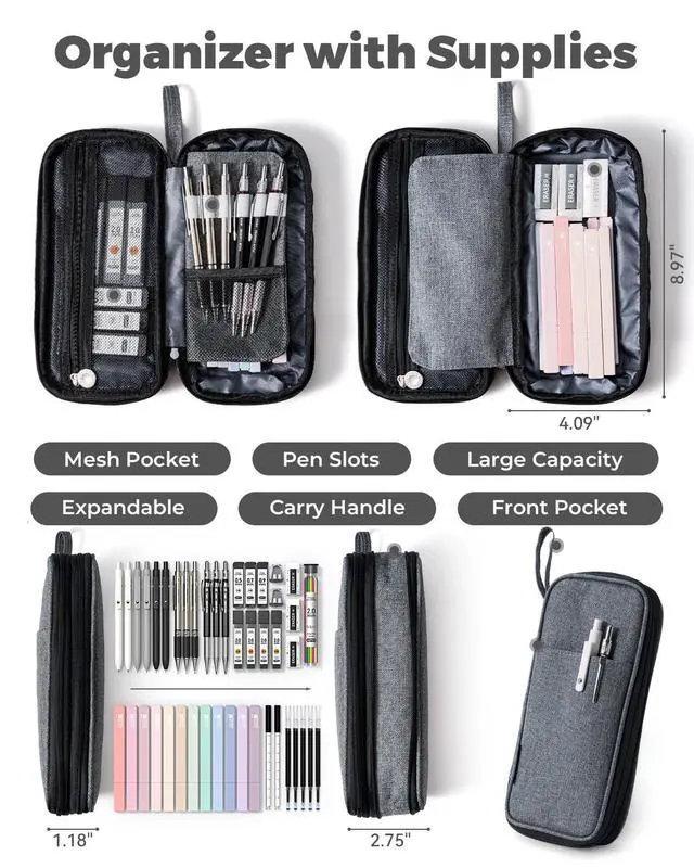 Alt view image 3 of 7 - School Supplies with Pencil Case, 45ct Black