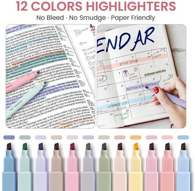 Alt view image 4 of 7 - Cute Pencil Case With Supplies, 39 PCS Aesthetic Stationery Set with Pencil Pouch, 6 Black Ink Gel Pens, 12 Pastel Highlighters, 5 #2 HB Pencils, 4 Mechanical Pencils, Back to School Supplies - Pink