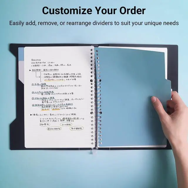 Alt view image 5 of 7 - Refillable Spiral Notebook with Dividers & Tabs, B5 Hardcover 5 Subject Notebook Binder for Work, 100 Sheets, 5mm Ruled, Campus Refillable Business Binder for Study & Office Note Taking, Blue